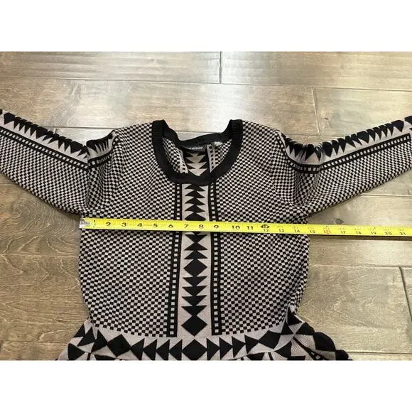 Nina Leonard Womens Geometric Print Mink Black Knit Sweater Dress Size L NWT NEW - Picture 10 of 10